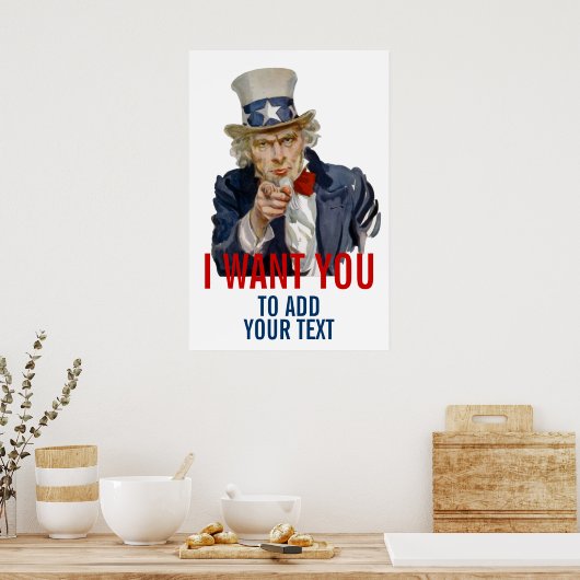 Uncle Sam Add your own Personalisiert text Poster (Küche)