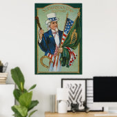 Uncle Sam American Irish Flag Lucky Horseshoe Poster (Heimbüro)