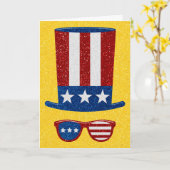 Uncle Sam Amerikanische Unabhängigkeitstag Glitzer Karte (Gelbe Blume)