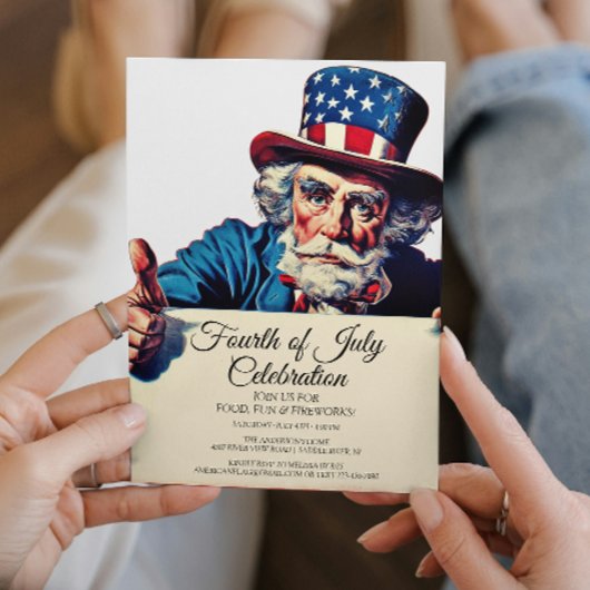 Uncle Sam and Simple Amerikanische Unabhängigkeits Einladung