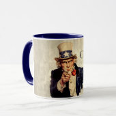 Uncle Sam "Anruf Ihre Mutter-" Tasse (Vorderseite Links)