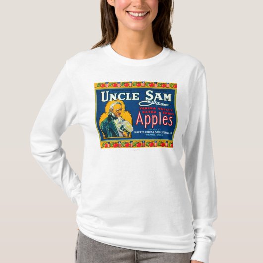 Uncle Sam Apple beschriften (Blau) - Wapato, WA T-Shirt (Vorderseite)