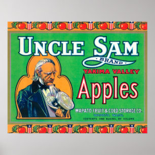 Uncle Sam Apple beschriften (Grün) - Wapato, WA Poster