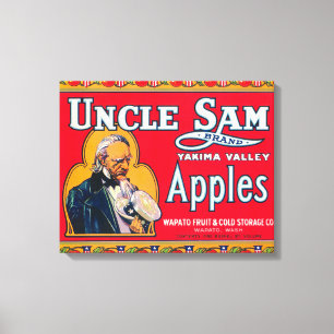 Uncle Sam Apple beschriften (Rot) - Wapato, WA Leinwanddruck