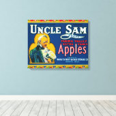 Uncle Sam Apple Label (blau) - Wapato, WA Leinwanddruck (Insitu (Holzboden))