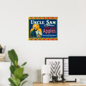 Uncle Sam Apple Label (blau) - Wapato, WA Poster (Heimbüro)