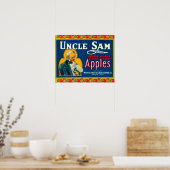 Uncle Sam Apple Label (blau) - Wapato, WA Poster (Küche)