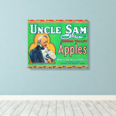 Uncle Sam Apple Label (grün) - Wapato, WA Leinwanddruck (Insitu (Holzboden))