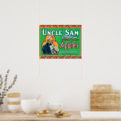 Uncle Sam Apple Label (grün) - Wapato, WA Poster (Küche)