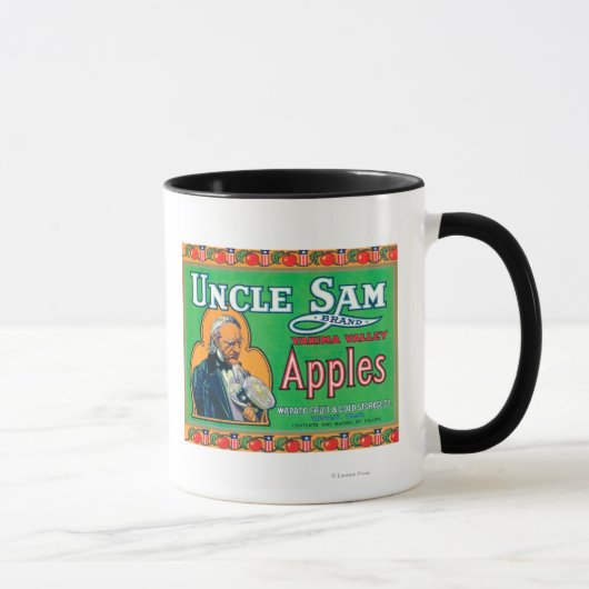 Uncle Sam Apple Label (grün) - Wapato, WA Tasse (Rechts)