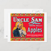 Uncle Sam Apple Label (rot) - Wapato, WA Postkarte (Vorne/Hinten)