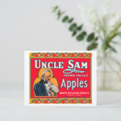 Uncle Sam Apple Label (rot) - Wapato, WA Postkarte (Stehend Vorderseite)