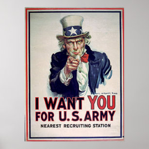 Uncle Sam Army 1915 Print Poster