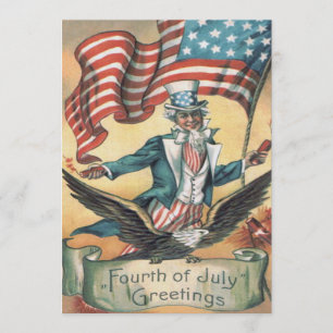 Uncle Sam Bald Eagle USA Flag Fireworks Einladung