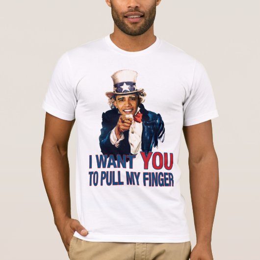 Uncle Sam Barack Obama Zug mein Finger T-Shirt (Vorderseite)
