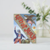 Uncle Sam Cannon Bald Eagle American Shield Postkarte (Stehend Vorderseite)