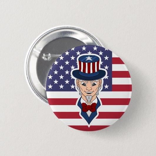 Uncle Sam Cartoon Button (Vorne & Hinten)