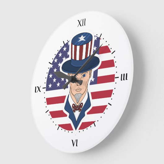 Uncle Sam Cartoon Große Wanduhr (Winkel)