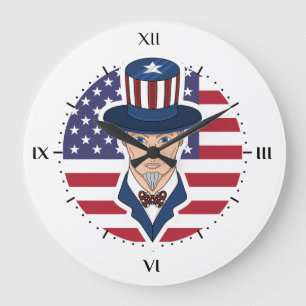 Uncle Sam Cartoon Große Wanduhr