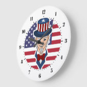 Uncle Sam Cartoon Große Wanduhr (Winkel)