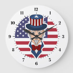 Uncle Sam Cartoon Große Wanduhr