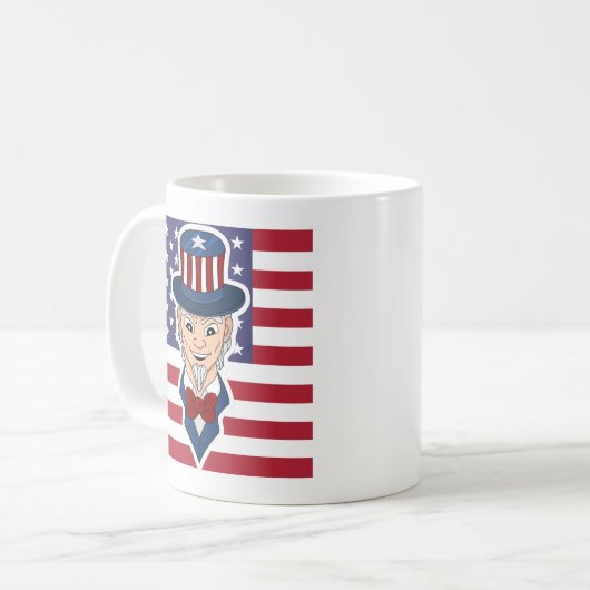 Uncle Sam Cartoon Kaffeetasse (Vorderseite Links)
