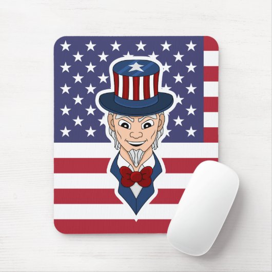 Uncle Sam Cartoon Mousepad (Mit Mouse)