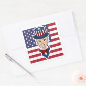Uncle Sam Cartoon Quadratischer Aufkleber (Umschlag)