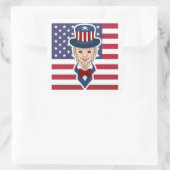 Uncle Sam Cartoon Quadratischer Aufkleber (Tasche)