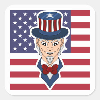 Uncle Sam Cartoon Quadratischer Aufkleber