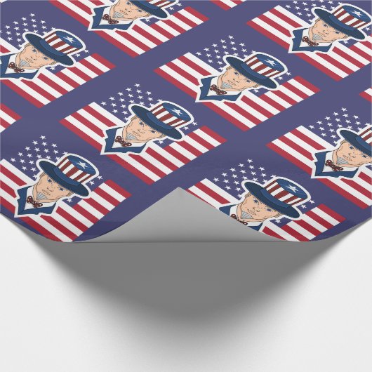 Uncle Sam Cartoon Wrapping Paper Geschenkpapier (Ecke)