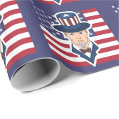 Uncle Sam Cartoon Wrapping Paper Geschenkpapier (Rolleneckpunkt)