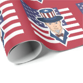 Uncle Sam Cartoon Wrapping Paper Geschenkpapier (Rolleneckpunkt)