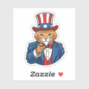 Uncle Sam Cat - Patriotische Katze Aufkleber