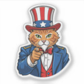 Uncle Sam Cat - Patriotische Katze Aufkleber (Vorderseite)