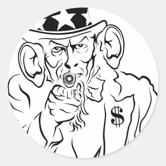 Uncle Sam Classic Round Aufkleber (Vorderseite)