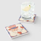 Uncle Sam Claus Patriotic Christmas Steinuntersetzer (Seitenansicht)