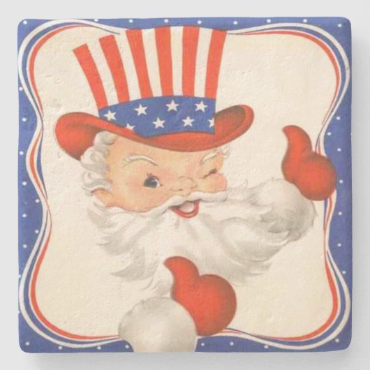 Uncle Sam Claus Patriotic Christmas Steinuntersetzer (Vorderseite)