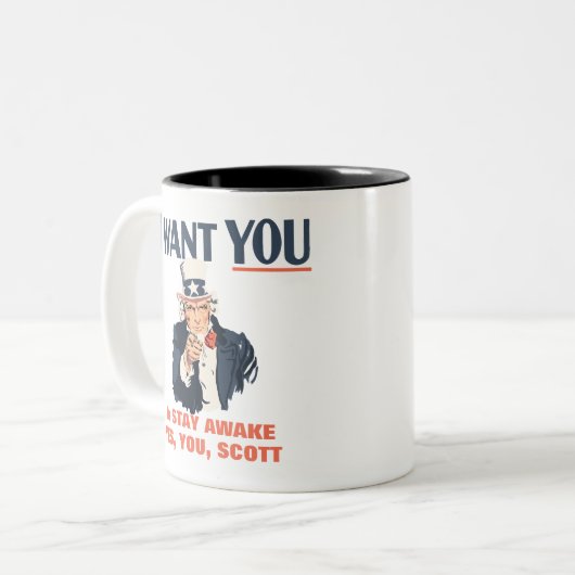 Uncle Sam Custom Message Funny Patriotic Zweifarbige Tasse (Vorderseite Links)