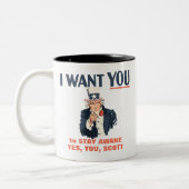 Uncle Sam Custom Message Funny Patriotic Zweifarbige Tasse (Links)