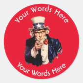 Uncle Sam Custom Runder Aufkleber (Vorderseite)