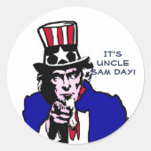 Uncle Sam Day Runder Aufkleber (Vorderseite)