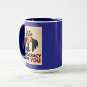 Uncle Sam 'Democracy Needs You' Tasse (Vorderseite Links)
