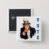Uncle Sam Democratic Vote Button (Vorne & Hinten)