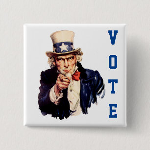 Uncle Sam Democratic Vote Button
