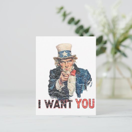 Uncle Sam Distressed Look Postkarte (Stehend Vorderseite)