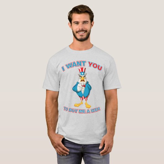 Uncle Sam Eagle kaufe mir ein Bier Funny Patriotic T-Shirt (Vorne ganz)