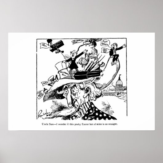 Uncle Sam Easter Hat Political Cartoon 1911 Poster (Vorne)