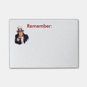 Uncle Sam Erinnern sich an Post-It Klebezettel