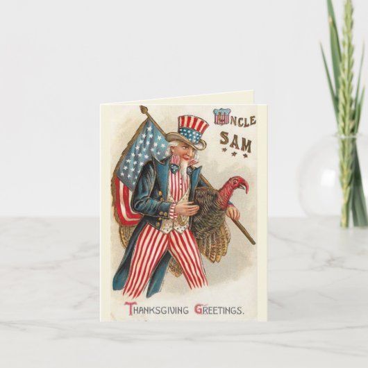 Uncle Sam Erntedank Greetings Vintag Karte (Vorderseite)
